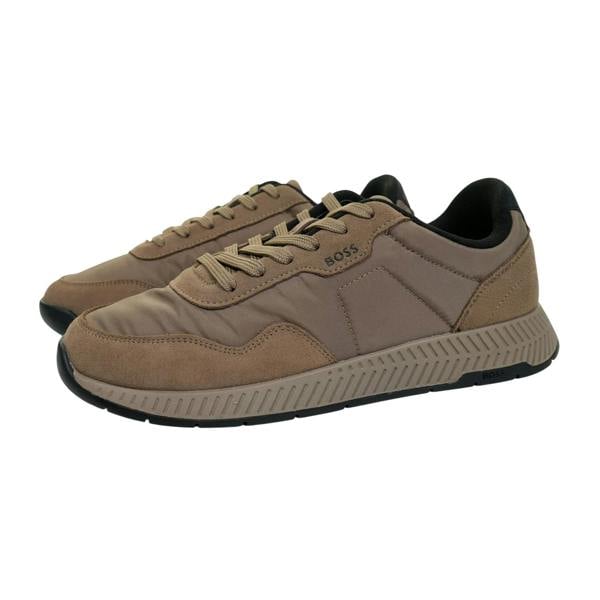 Boss Mens Titanium Runn Sdnypa Dual Fabric Trainers - Dark Beige - 