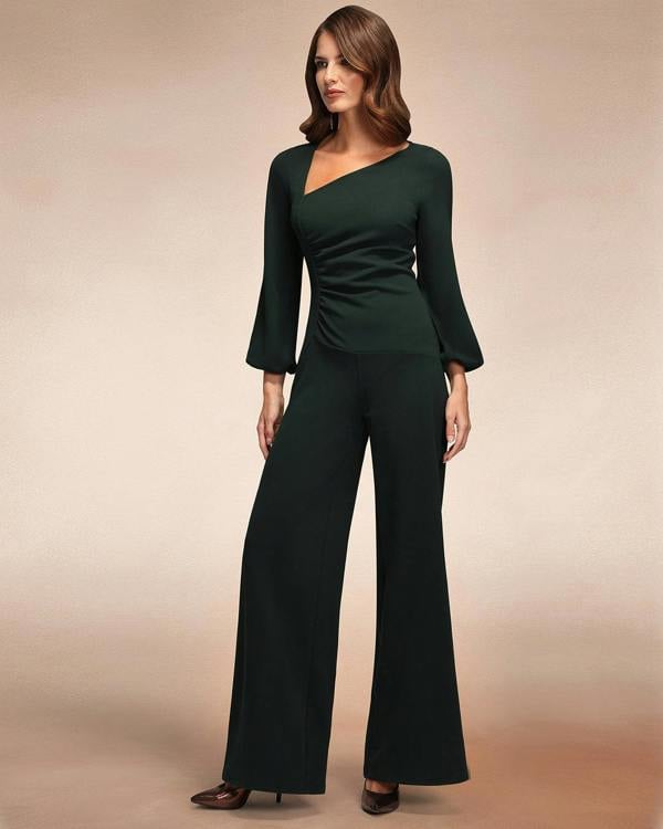 HotSquash Ruched Jumpsuit with Sleeves