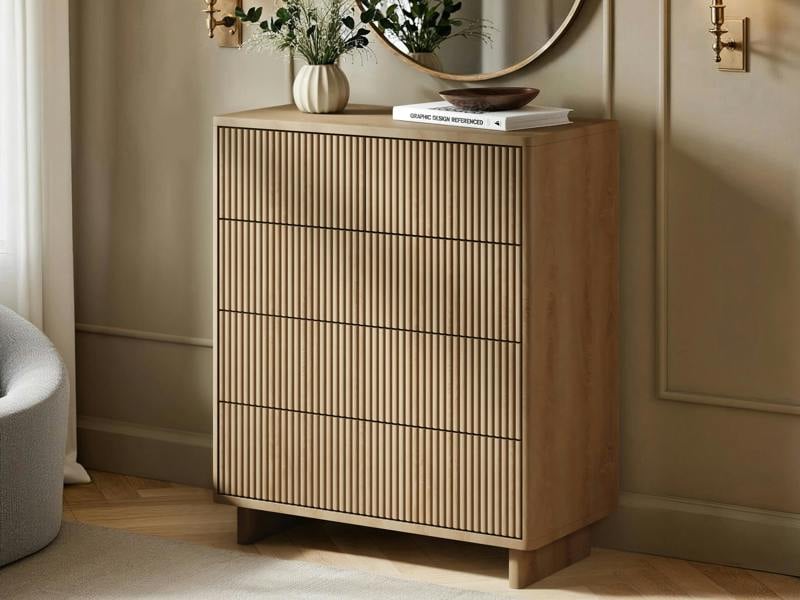 SOLACE+CO Velmor 2 Piece Ribbed Chest of Drawers Set Oak