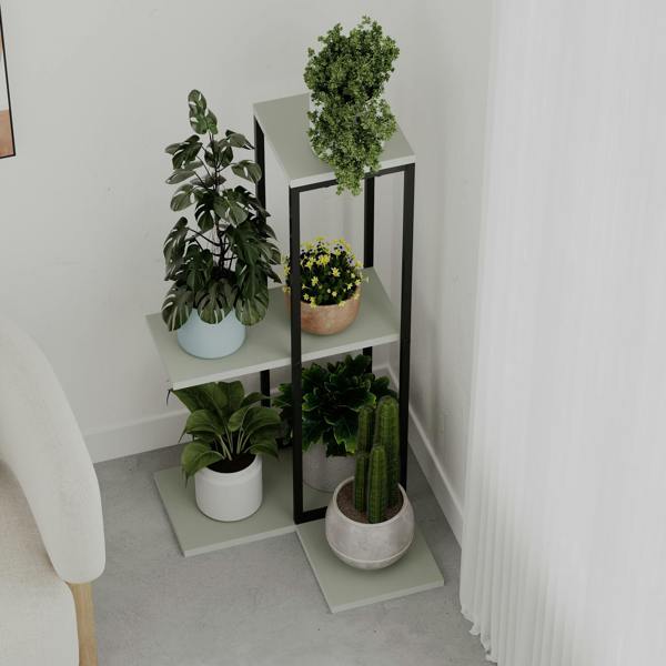 Decortie Vetra Modern 3-Tier Plant Stand 46cm Indoor Planter Holder with Metal Frame Corner Design