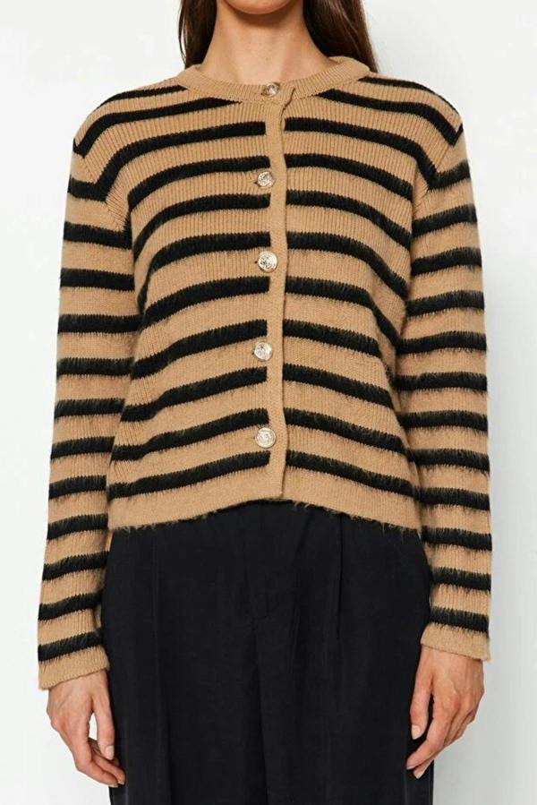 WOVCOR Soft Textured Striped Knit Cardigan