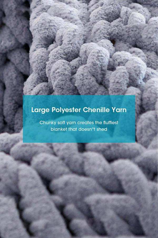 Living and Home Grey Chunky Knit Throw Blanket 80x100CM