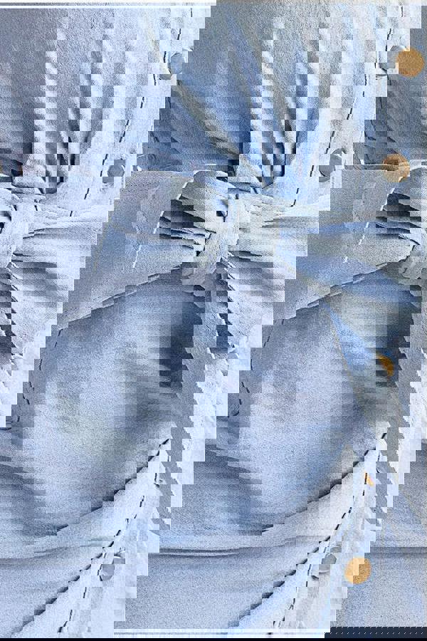 Denim Gathered Angel Sleeve Midi Shirt Dress - Sky Denim DR4116