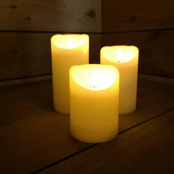 Samuel Alexander Set of 3 Battery Operated Flickering LED Candle Christmas Decoration with Timer