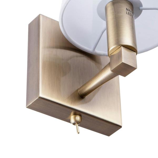 Sleek Bedside Wall Light in Antique Brass with Toggle Switch and Shade Image 4