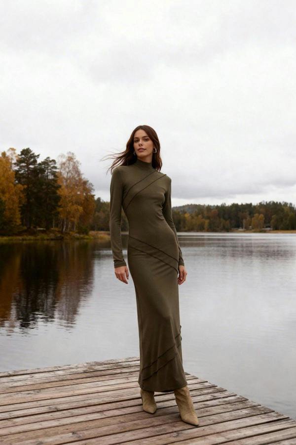 WOVCOR Karyoka Stitch Maxi Knit Dress