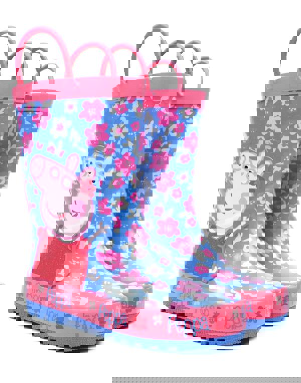 Peppa Pig Girls Blue Character Wellington Boots with Handles