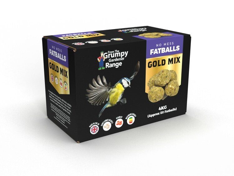 Grumpy Gardener Golden Fat Balls - 4kg Box of ~50 x No Mess Fat Balls