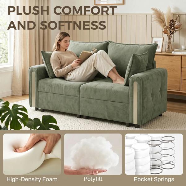 HOMCOM 2 Seater Sofa with Lift-Up Storage, 168 cm Velvet Couch, Dark Green
