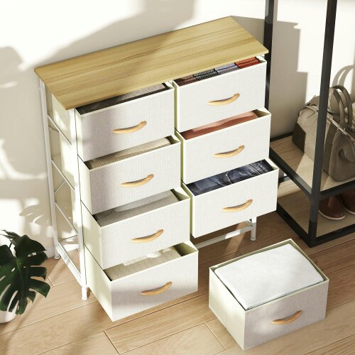 Wyld Haus Docone Livi Fabric And Metal Beige 8 Drawer Storage Chest