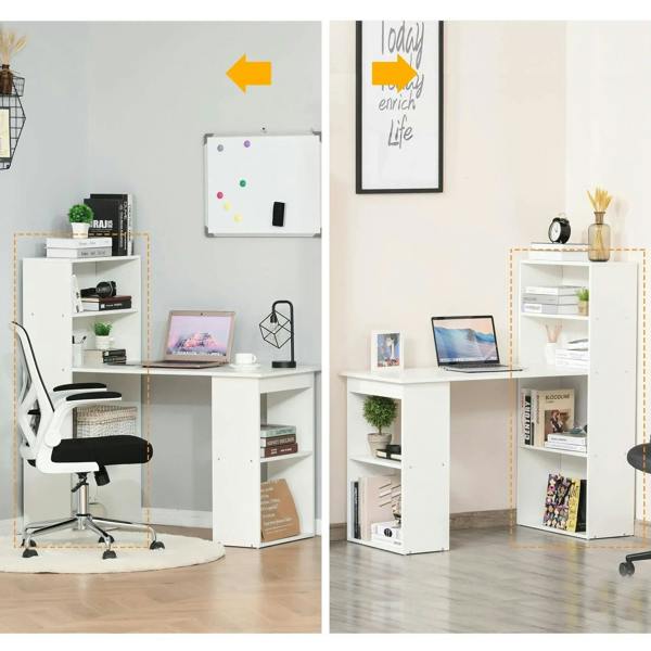 White computer desk with hutch shelving for books and office supplies