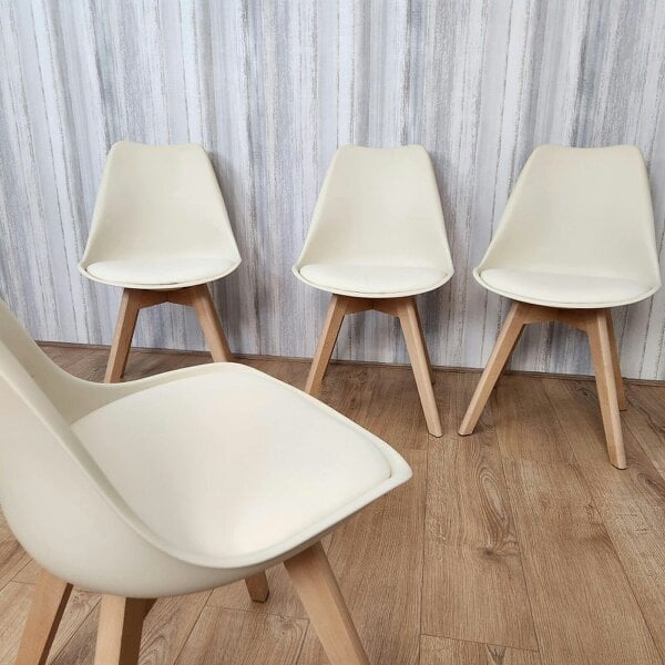 Kosy Koala Dining Chairs Set of 4 Cream Leather Kitchen Chairs