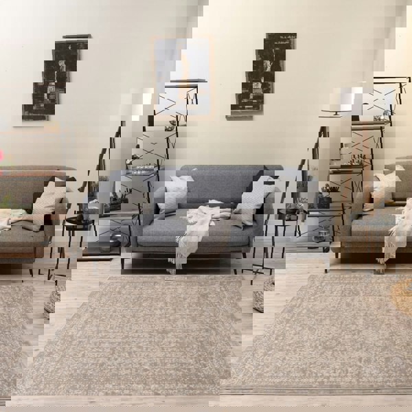 Living Room Rug Vintage Design In Beige high durability