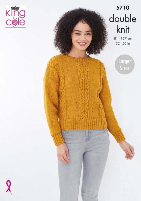 King Cole Big Value Tweed DK Knitting Pattern 5710, Cardigans, Sweaters for Women, 32 - 50 Inches