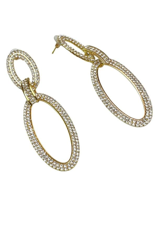 Paulo Due Women's Double Oval Linked Hoop Diamante Earrings