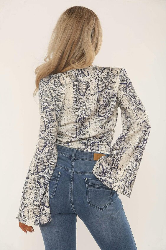 Luke Satin Navy Snake Print Wrap Top – Women's Snake Print Wrap