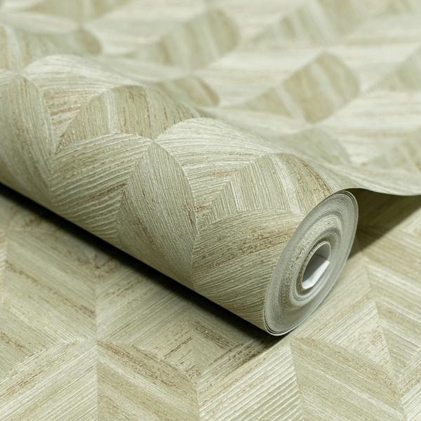Grandeco Boutique Amber Art Deco Geo Luxury Weight Embossed Wallpaper, Sage Green