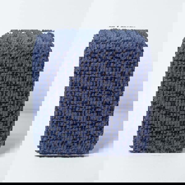 HOMESCAPES Cube Cotton Knitted Pouffe Footstool Bean Filled Hand Knitted