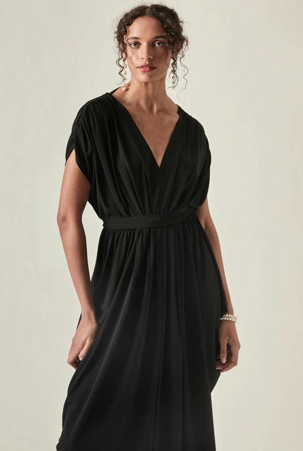 James Lakeland Draped Open-Back Midi Dress – Black