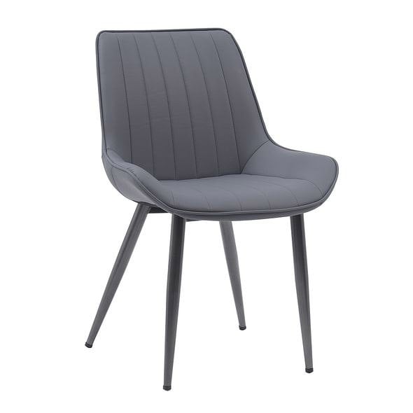 MMT Furniture Designs Dining Chairs Set of 2, Grey or Tan Bucket Style, High Back with Black Legs (Dark Grey)