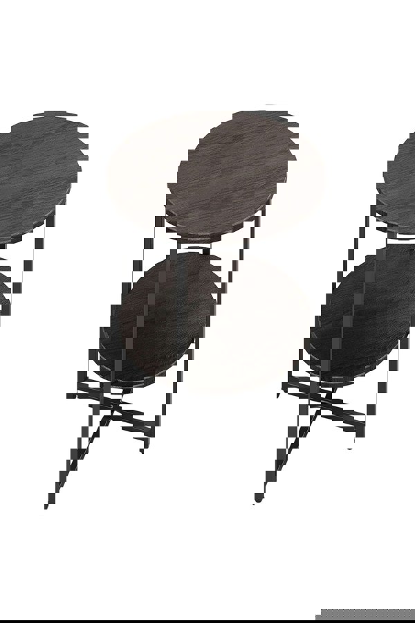 Living and Home Walnut Colored Small Round Coffee Table with 2 Tier