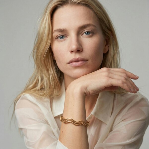 Uchi & Soto Nami Gold Wave Lines Bangle