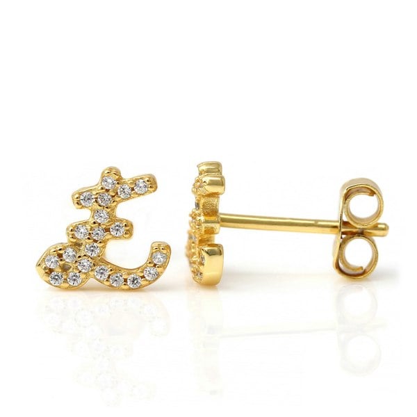 Say It With Luxe CZ Initial Earrings - Yellow Gold Plated