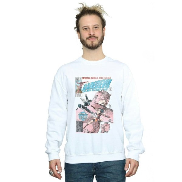 Marvel Mens Daredevil Distressed Bullseye Vs Elektra Cover Sweatshirt - White