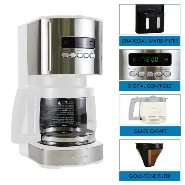 Kenmore 12-Cup Filter Coffee Machine 1.8L Programmable Timer Drip Coffee Maker White