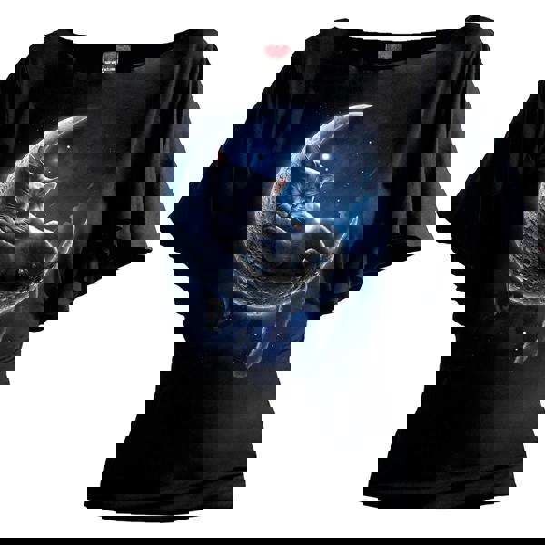 VELVET MOON - Boat Neck Bat Sleeve Top Black