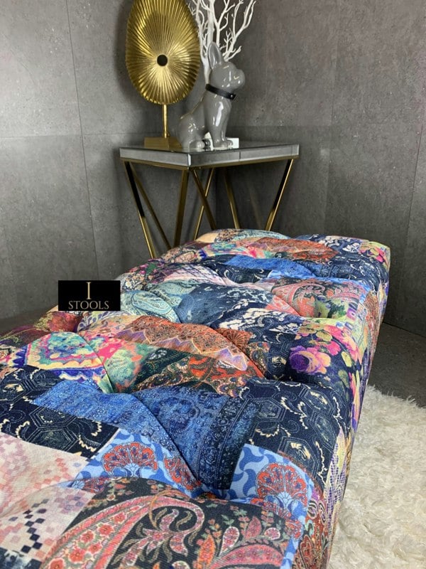 Demask multicolour Footstool | multicolour Bench | Demask Bench coffee table - ISTOOLS