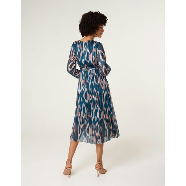 Blue Vanilla Crossover Metallic Pleated Dress