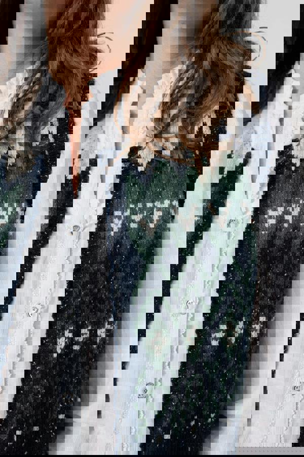 Lily & Me Suvi Fair Isle Knitted Waistcoat Pine Green