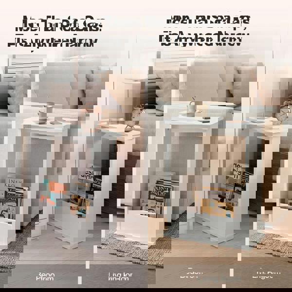 Levede Side Table with Magazine Rack Modern Slim End Table for Living Room