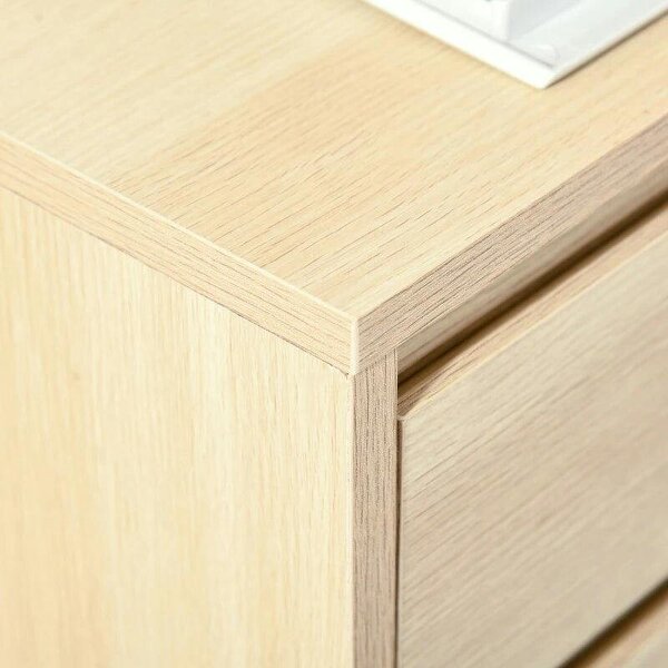Four-Drawer Office Filing Cabinet, with Wheels - Natural Wood Finish