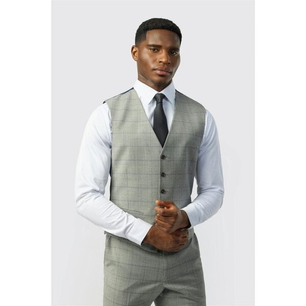 Ted Baker Slim Fit Grey Check Waistcoat