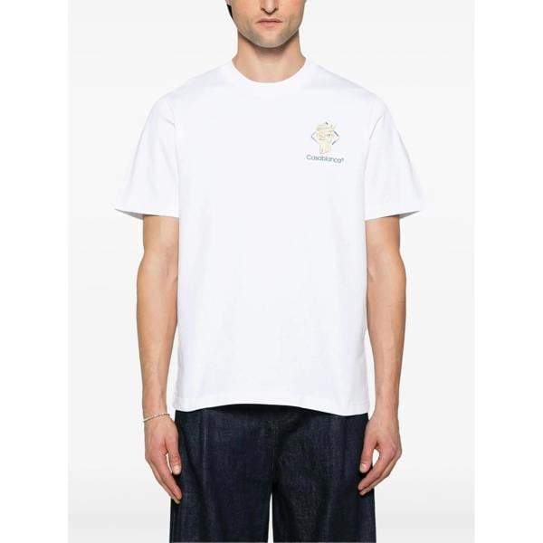 Casablanca Diamond Column Printed T-Shirt   in  White