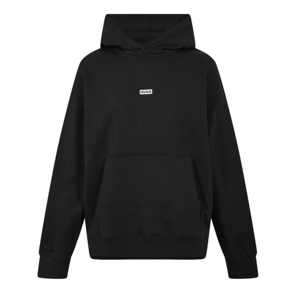 Hugo Mens Logo Cotton Overhead Relaxed Fit Hoodie - Black - 