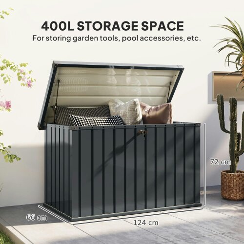 Wyld Haus Firane Rafi Galvanised Steel Outdoor Storage Box 400 Litre Capacity