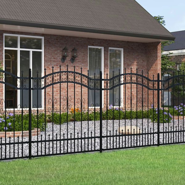 Berkfield Garden Fence with Spear Top Black 165 cm Powder-coated Steel