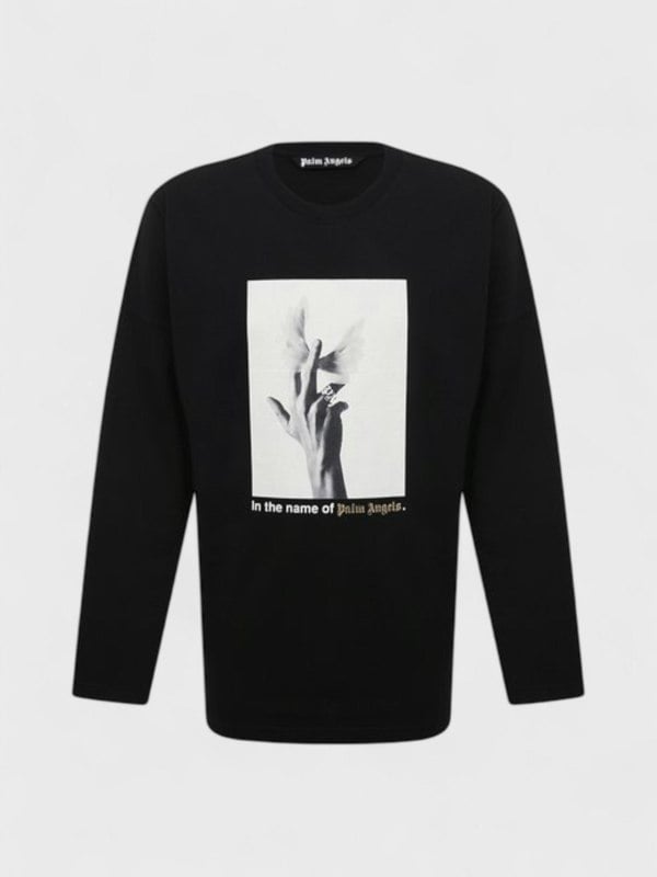 Palm Angels Wings Loose Tee Long Sleeve Black - Supplied FashionPalm Angels