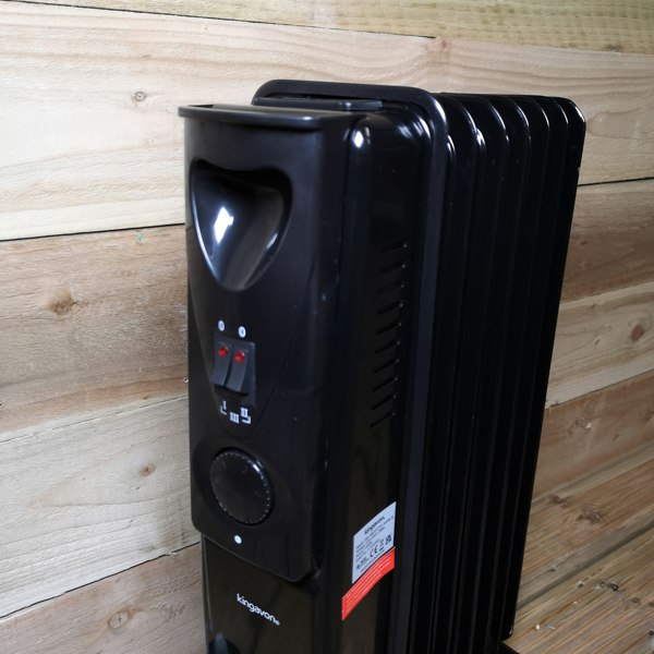 Samuel Alexander 1500w 1.5kw 7 Fin Slim Line Black Oil Filled Radiator Heater