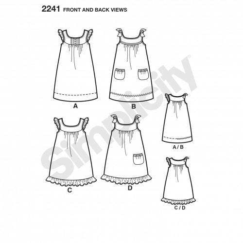 Simplicity Sewing Pattern 2241, Dresses for Kids, Teenagers, Ages: 3-4-5-6  - Beginner, Easy