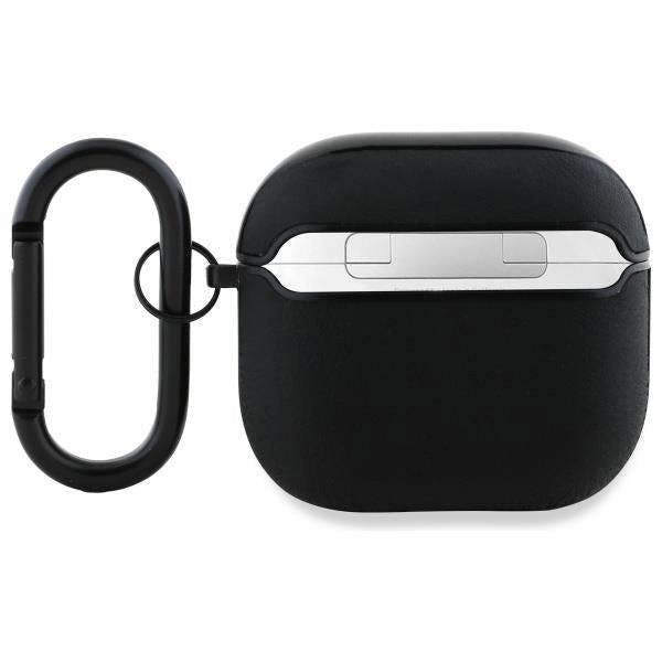 BMW Genuine Leather Silver Logo Case for AirPods 4 Black - BMA4SSLBK