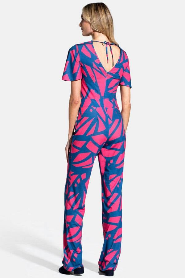 HotSquash Straight Leg Jumpsuit with V-neck and Flare Sleeves