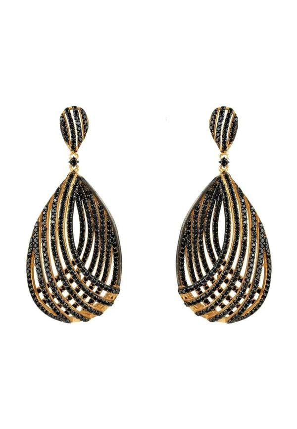 Vortex Teardrop Earring Black Cz - LATELITA Earrings