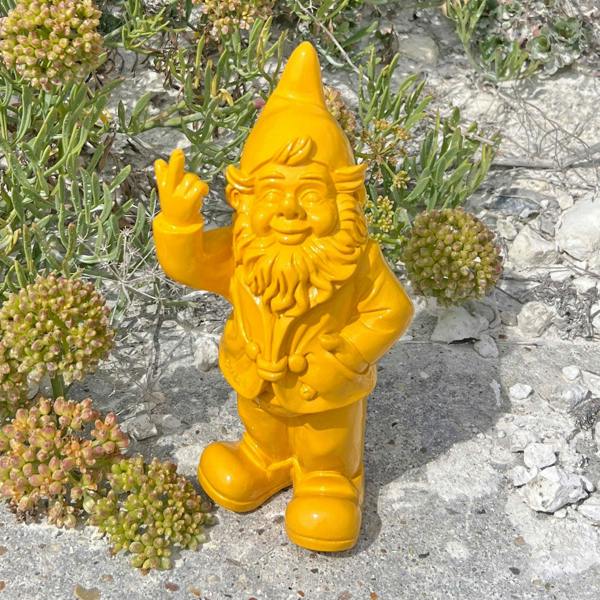 Stoobz Yellow Middle Finger F**k You Garden Gnome 20cm
