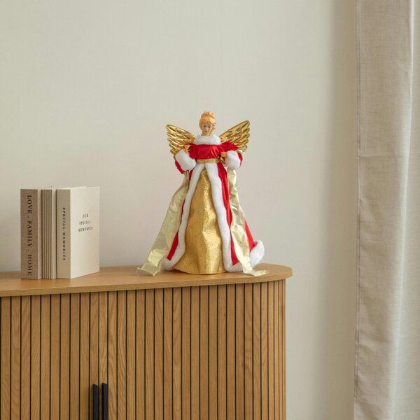 Samuel Alexander 45cm Traditional Christmas Angel Tree Topper Decoration in Red