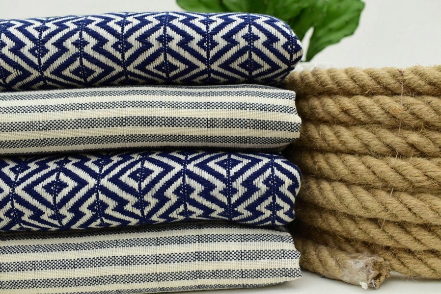 Nisa Hammam towel Navy Blue and White