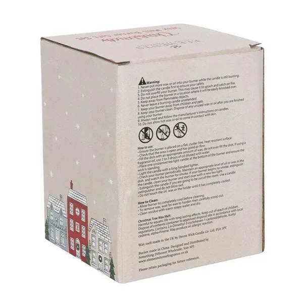 Wax melt burner gift set box back with instruction panel and house artwork